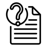 Question document icon, outline style vector