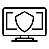 Secured pc vpn icon, outline style vector