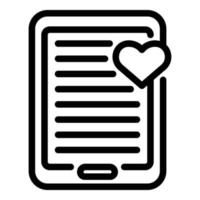 Tablet read bookmark icon, outline style vector