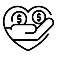 Charity money icon, outline style vector