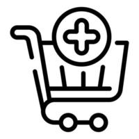 Add shopping cart icon, outline style vector