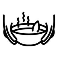 Hands bowl icon, outline style vector