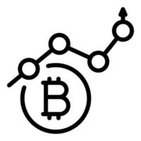 Bitcoin growth icon, outline style vector