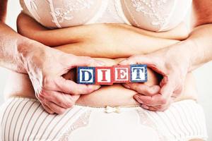 block letters with diet on body background photo