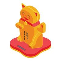 Maneki neko icon, isometric style vector