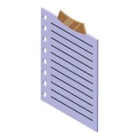 Memo board paper icon, isometric style vector