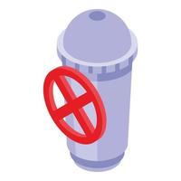 Banned plastic glass icon, isometric style vector