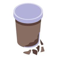 icono de vidrio de café biodegradable, estilo isométrico vector