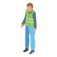 Worker in vest icon, isometric style vector