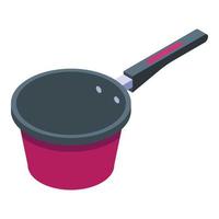 Asian wok pan icon, isometric style vector