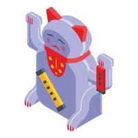 Old lucky cat icon, isometric style vector