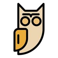 Owl silhouette icon color outline vector