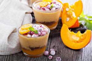 Fall dessert with pumpkin mousse photo