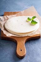 Wheat flour tortillas on a parchment photo