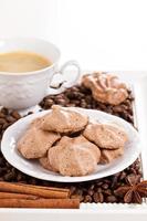 Meringue mocha cookies with coffee photo