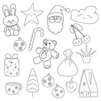 Printable Christmas Doodles to color vector