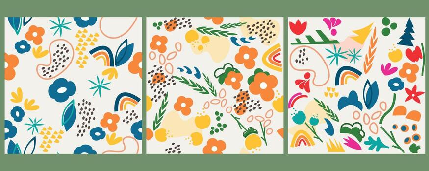 Abstract collection of seamless patterns with organic shapes. Set of diifferent abstract shapes vector