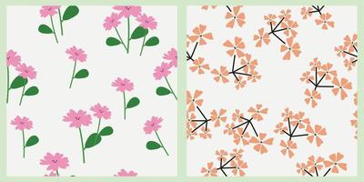 Abstract collection of seamless patterns with flowers and leaves. vector