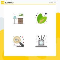 Universal Icon Symbols Group of 4 Modern Flat Icons of home research lump plant security Editable Vector Design Elements