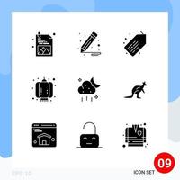 9 Universal Solid Glyph Signs Symbols of anomal ui sale storage lantern Editable Vector Design Elements