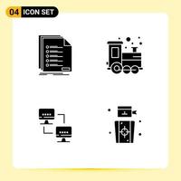 4 concepto de glifo sólido para sitios web móviles y aplicaciones comprobar la lista de ordenadores elementos de diseño de vectores editables de computación de juguetes