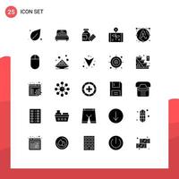 Solid Glyph Pack of 25 Universal Symbols of text smartphone medical report economy Editable Vector Design Elements