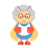 cartoon cute granny beetle in an apron and glasses, granny in the kitchen vector