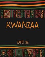 Kwanzaa flyer. simple geometric ethnic tribal ornament vector template with copy space. Vertical banner design