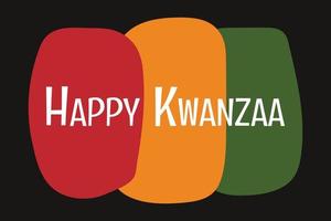 Happy Kwanzaa greeting card with simple organic shapes in color of African flag background. African American heritage holiday. Vector illustration dark black poster design