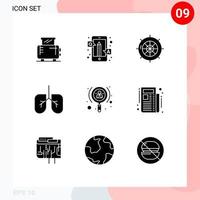 Stock Vector Icon Pack of 9 Line Signs and Symbols for increase lungs questions anatomy ship Editable Vector Design Elements