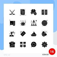 16 Thematic Vector Solid Glyphs and Editable Symbols of add calling program call forwarding star Editable Vector Design Elements