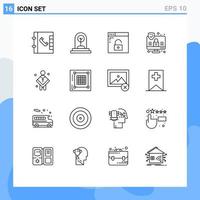 conjunto de 16 iconos de ui modernos símbolos signos para hombre iglesia internet cristiano internet elementos de diseño vectorial editables vector