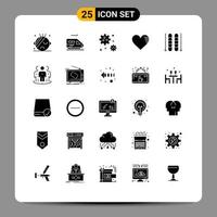 25 Universal Solid Glyphs Set for Web and Mobile Applications advertising sky space ice favorite Editable Vector Design Elements