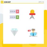 4 Flat Icon concept for Websites Mobile and Apps login gam diode diamond student Editable Vector Design Elements