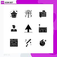 Set of 9 Modern UI Icons Symbols Signs for equipment cursor typewriter avatar student Editable Vector Design Elements