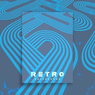 Retro background with vintage perspective stripes and grunge texture. Vector illustration.
