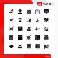 Editable Vector Line Pack of 25 Simple Solid Glyphs of finger file define economy power Editable Vector Design Elements