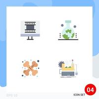 Pack of 4 creative Flat Icons of digital photo frame medical geography study of earth surface type writer Editable Vector Design Elements