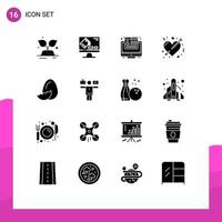 Modern Set of 16 Solid Glyphs and symbols such as egg love conversion heart arrow Editable Vector Design Elements