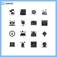 Pictogram Set of 16 Simple Solid Glyphs of real estate house payment home spider web Editable Vector Design Elements