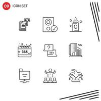 Group of 9 Modern Outlines Set for selection all devices child feeder Editable Vector Design Elements