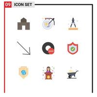 Modern Set of 9 Flat Colors Pictograph of disc computers hobbies u arrow Editable Vector Design Elements
