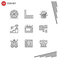 Set of 9 Vector Outlines on Grid for sale advertisement big sale objective calendar trophy Editable Vector Design Elements