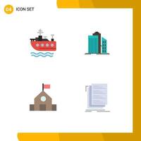 Mobile Interface Flat Icon Set of 4 Pictograms of ship education skyscraper business school Editable Vector Design Elements