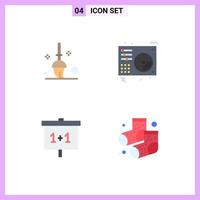 4 Universal Flat Icon Signs Symbols of bucket learning disc player study Editable Vector Design Elements