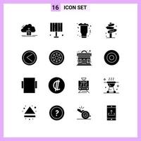 16 Icons in Solid Style Glyph Symbols on White Background Creative Vector Signs for Web mobile and Print Creative Black Icon vector background