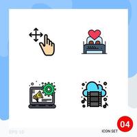 Universal Icon Symbols Group of 4 Modern Filledline Flat Colors of finger advertising bed couple content Editable Vector Design Elements