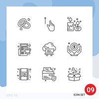 9 Thematic Vector Outlines and Editable Symbols of morning breakfast gestures lamp aromatherapy Editable Vector Design Elements