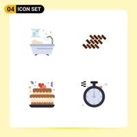 Set of 4 Commercial Flat Icons pack for bathroom love bricks block party Editable Vector Design Elements