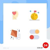 Pictogram Set of 4 Simple Flat Icons of feelings fly head space ellipsis Editable Vector Design Elements